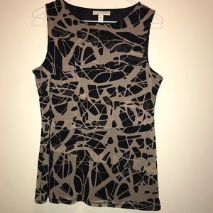🖤🤎Black & Tan Sleeveless Double-Layer Blouse, Medium, Dana Buchman